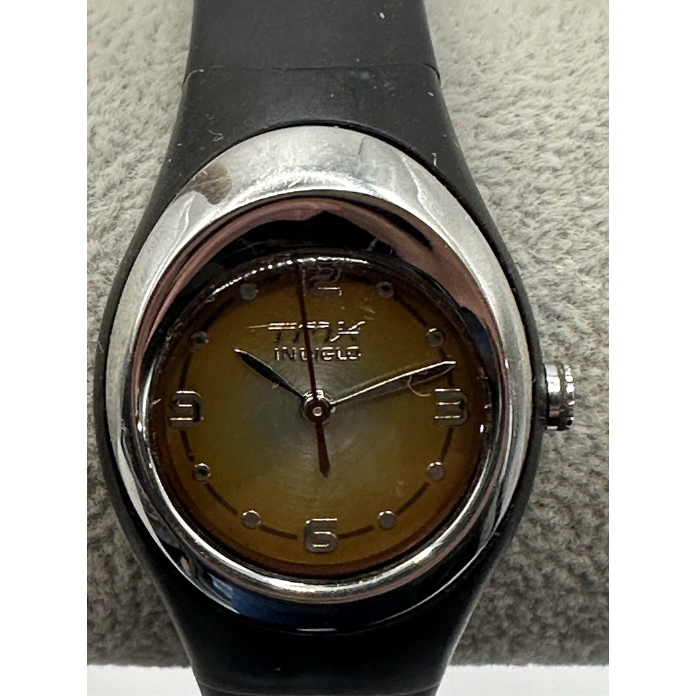 Timex Watch TMX Womens New Battery 26MM 7" Black Ruber Band Rare X